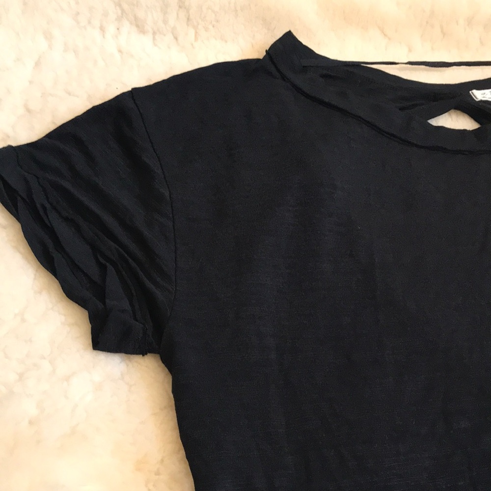 Free People Black Open Back Oversize Top. S,M - Picture 4 of 11